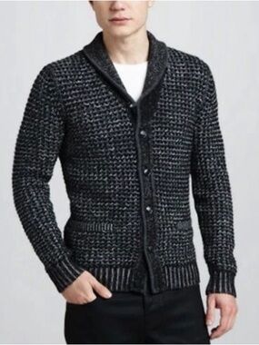 RAG & BONE NEIMAN MARCUS TARGET  WOOL COTTON TWEED SHAWL CARDIGAN‎ SWEATER L